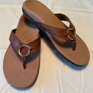 Vionic Tan Sandals with Gold Accents
